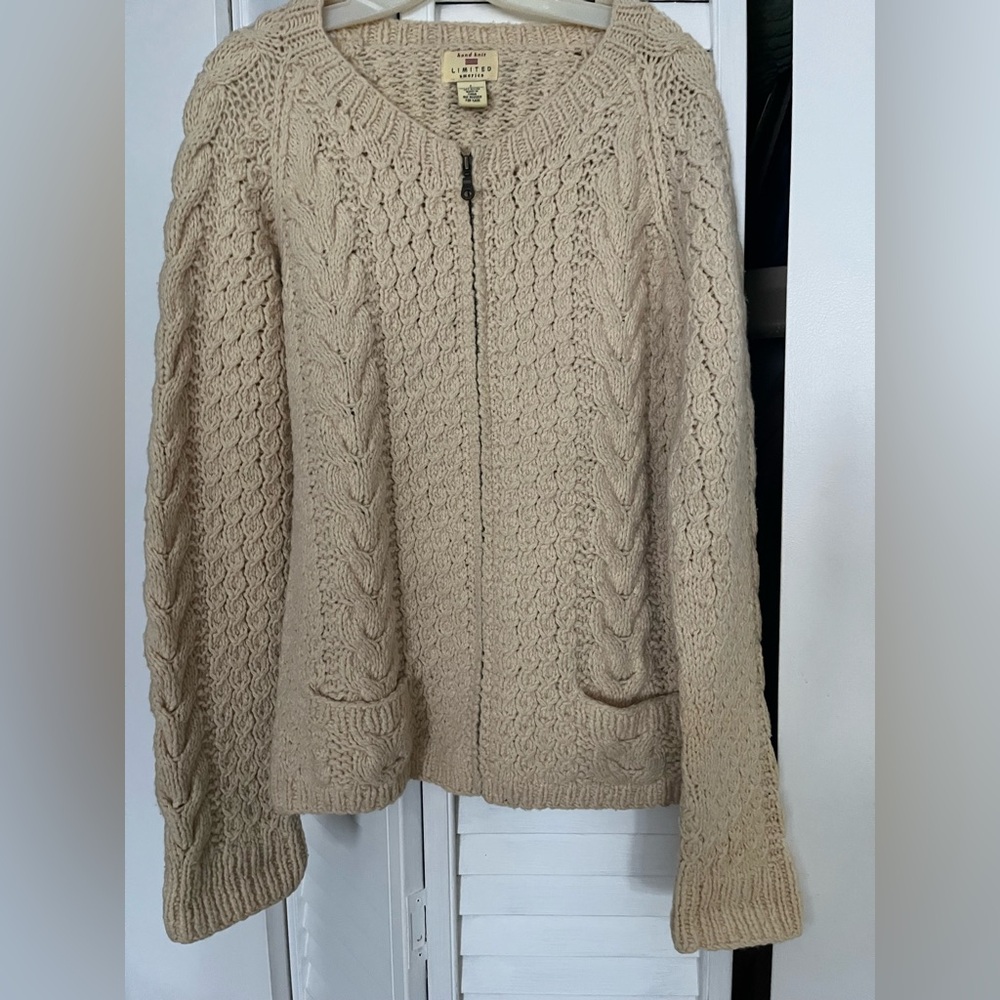 The Limited Beige Cable Knit Cardigan